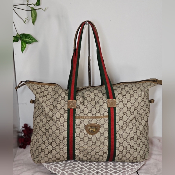 Gucci PVC Leather Sherry Line Tote Bag Duffle Bag - Picture 8 of 17